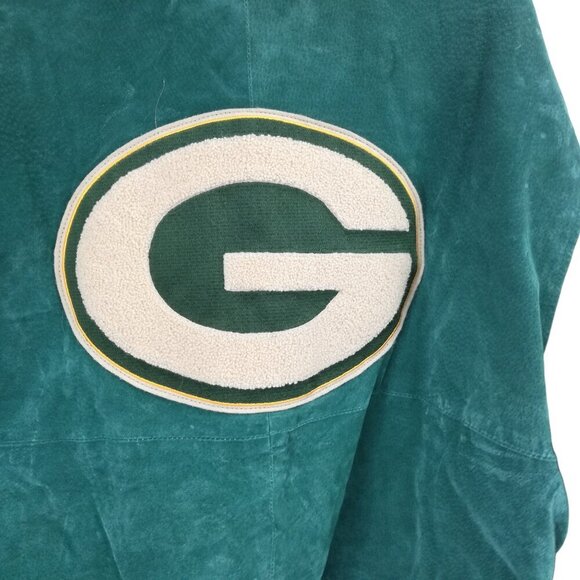 Vintage Green Bay Packers Logo Athletic Suede Leather Bomber Jacket Size XL NFL - Picture 10 of 15